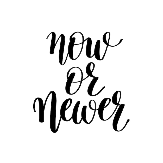 Now or never motivation positive lettering poster to printable wall art greeting card