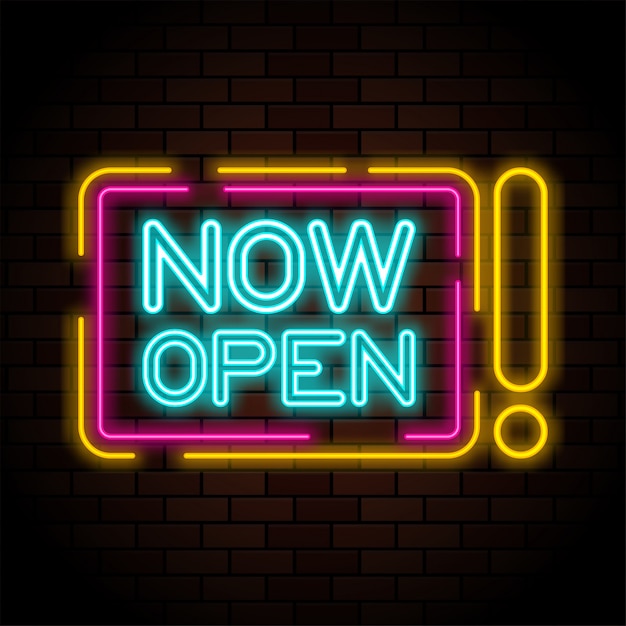 Now open light neon sign