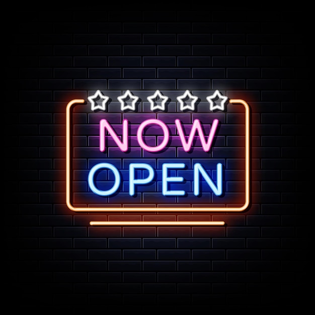 Now open  neon signs style text