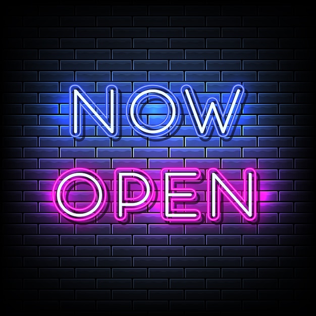 now open neon text, neon style template