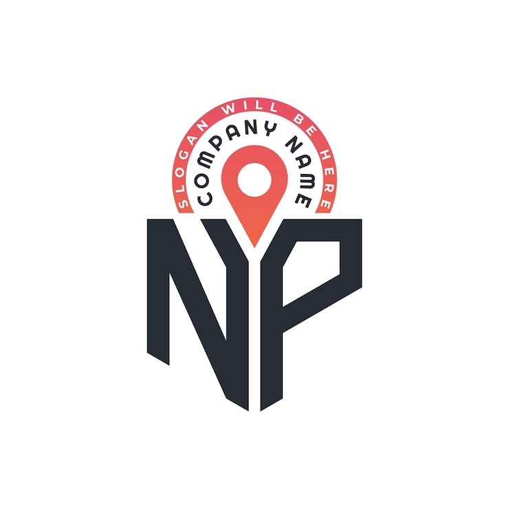 Vector np location logo design for human resources recruitment and navigation letter np logo with location icon for business and technology