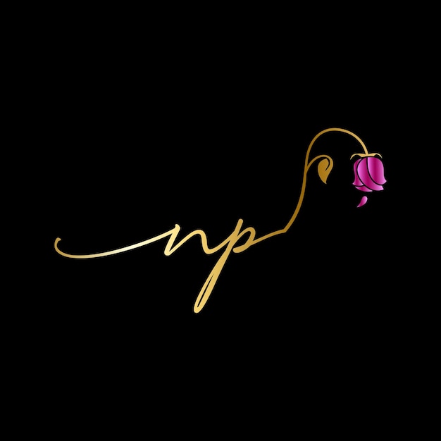 NP Monogram logotype for celebration, wedding, greeting card, invitation Vector Template