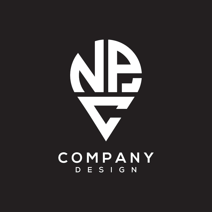 वेक्टर npc letter location shape logo design