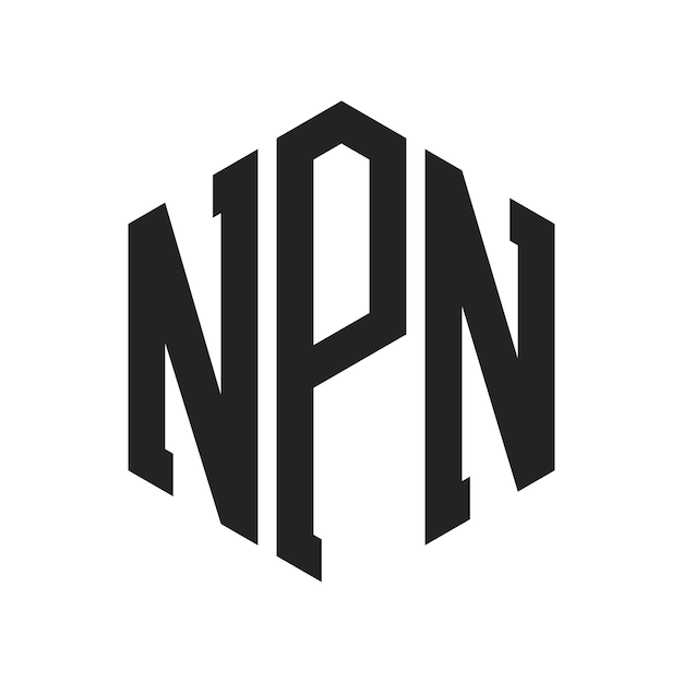 NPN ロゴ デザイン イニシャルレター NPN モノグラム ロゴ ヘクサゴン形