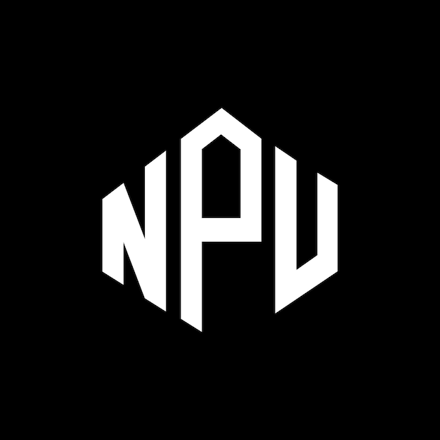 Вектор Логотип npu с буквой с формой многоугольника npu с формой полигона и куба дизайн логотипа npu шестиугольник векторный логотип шаблон белый и черный цвета npu монограмма бизнес и логотип недвижимости