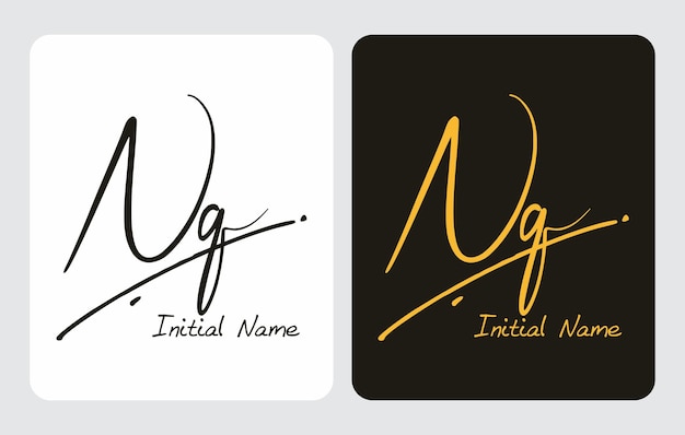 Vector nq n q initial handwriting nq initial handwriting signature logo template vector hand lettering