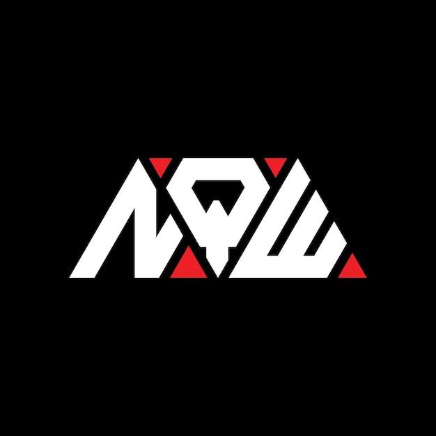 NQW 三角形字母标志设计与三角形 NQW三角形标志设计 单体 NQW三个角向量标志模板与红色 NQW的三角形标志 简单 优雅和豪华 NQW 标志