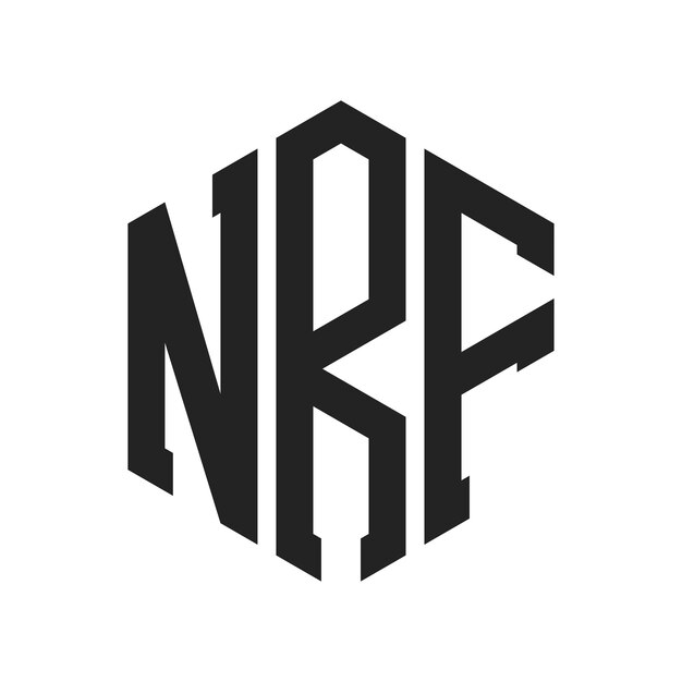 Дизайн логотипа NRF Первоначальная буква NRF Монограмма Логотип с использованием шестиугольной формы