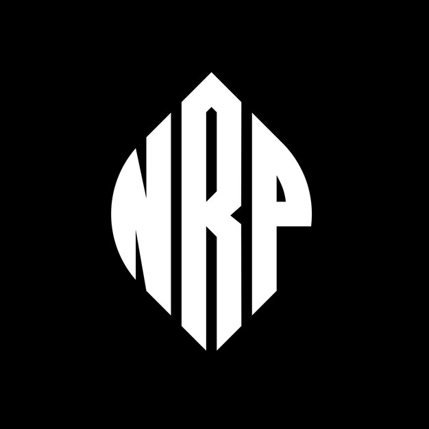 Дизайн логотипа NRP круговой буквы с формой круга и эллипса NRP эллипсовые буквы с типографическим стилем Три инициалы образуют логотип круга NRP Круг Эмблема Абстрактная монограмма Письмо Марка Вектор
