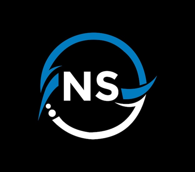 Vettore design del logo della lettera ns con un logo a forma di cerchio ns e design del logo a forma di cubo busine monogramma ns