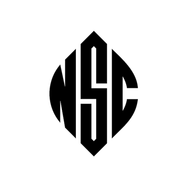 Vettore il logo dell'nsc è costituito da una lettera circolare con forma di cerchio e ellisse. le lettere ellisse nsc con stile tipografico. le tre iniziali formano un logo circolare. l'emblema del nsc è un cerchio, un monogramma astratto, una lettera, un segno, un vettore.