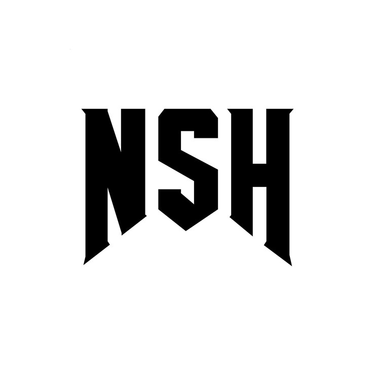 Vector nsh letter logo ontwerp voor technologiebedrijf nsh logo ontwerp zwarte en witte kleurencombinatie nsh logo nsh vector nsh ontwerp nsh icoon nsh alfabet nsh typografie logo ontwerp