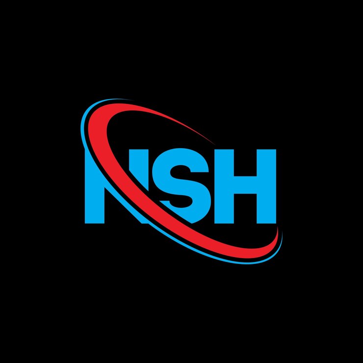 Vector nsh logo nsh letter nsh letter logo ontwerp initialen nsh logo gekoppeld aan cirkel en hoofdletters monogram logo nsh typografie voor technologiebedrijf en vastgoedmerk