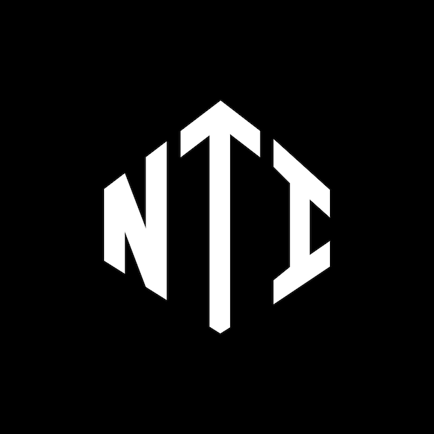 NTI ポリゴン & キューブ フォームのロゴのデザインNTI ヘクサゴン ベクトル ロゴのテンプレート白と黒の色NTI モノグラムビジネスと不動産のロゴ