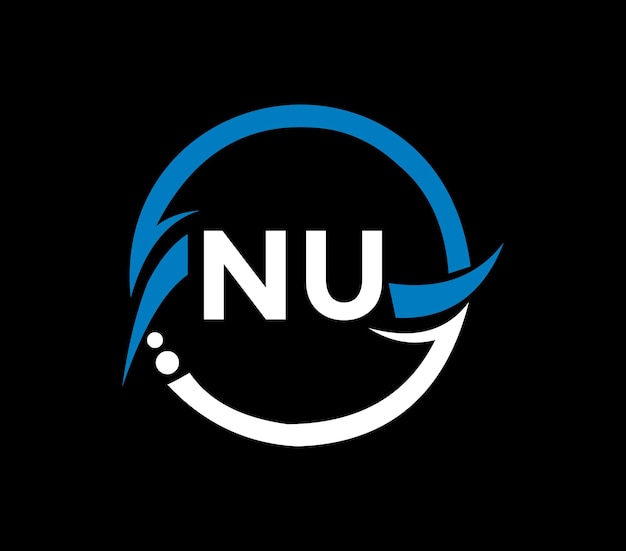 円形のNU文字ロゴデザイン NUサークルとキューブ形のロゴデザイン NUモノグラムビジネス