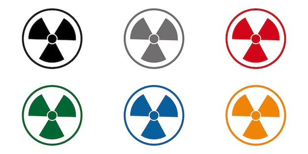 Nucleair teken. geïsoleerd op een witte achtergrond in verschillende kleuren. vector illustratie eps10