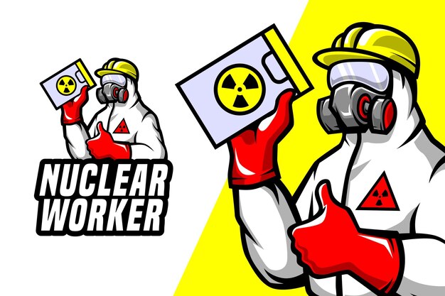 Nucleaire werknemer - mascotte logo sjabloon