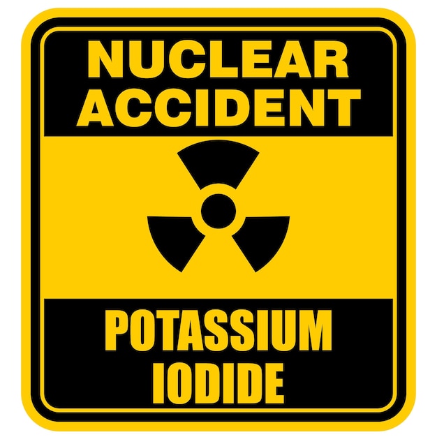 原子力事故、ヨウ化カリウム、ステッカー、ラベルのベクトル