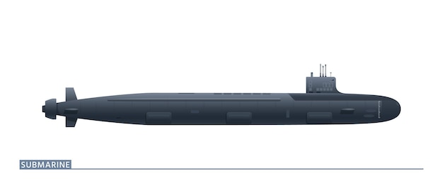 Вектор Атомная подводная лодка, вид сбоку