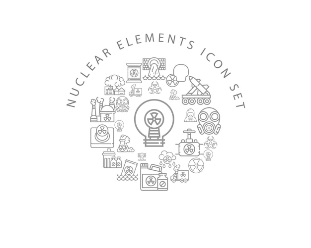 Nuclear elements icon set design