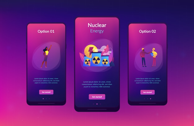 Vector nuclear energy app interface template.