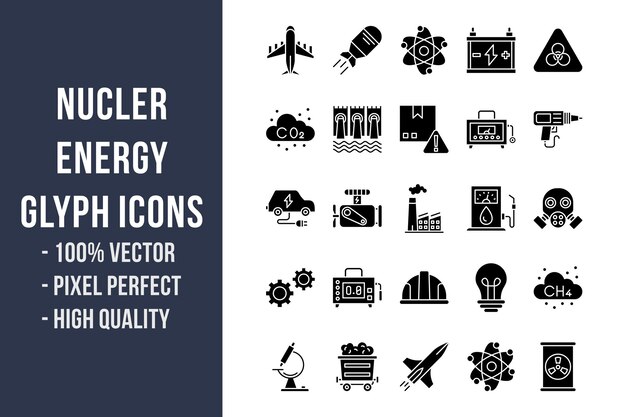 Nuclear Energy Glyph Icons