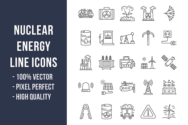 Nuclear Energy Line Icons