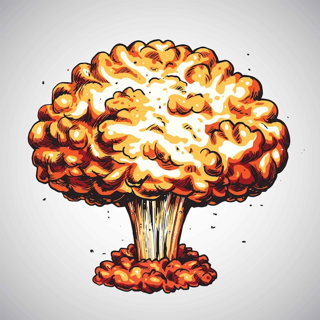 Vector nuclear explosion atomic bomb mushroom cloud illustration drawing icon art