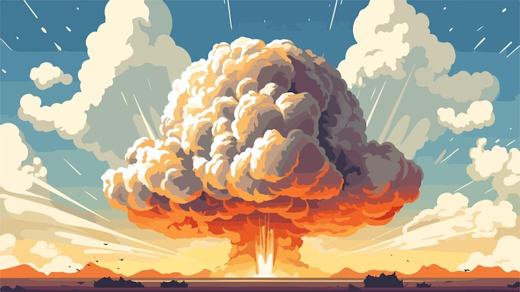 Vector nuclear explosion vector illustration atomic bomb destruction