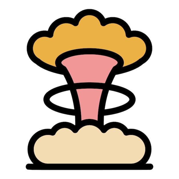 Nuclear mushroom cloud icon outline nuclear mushroom cloud vector icon color flat isolated