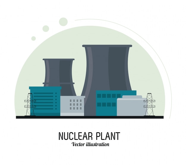 벡터 화려한 디자인의 원자력 발전소
