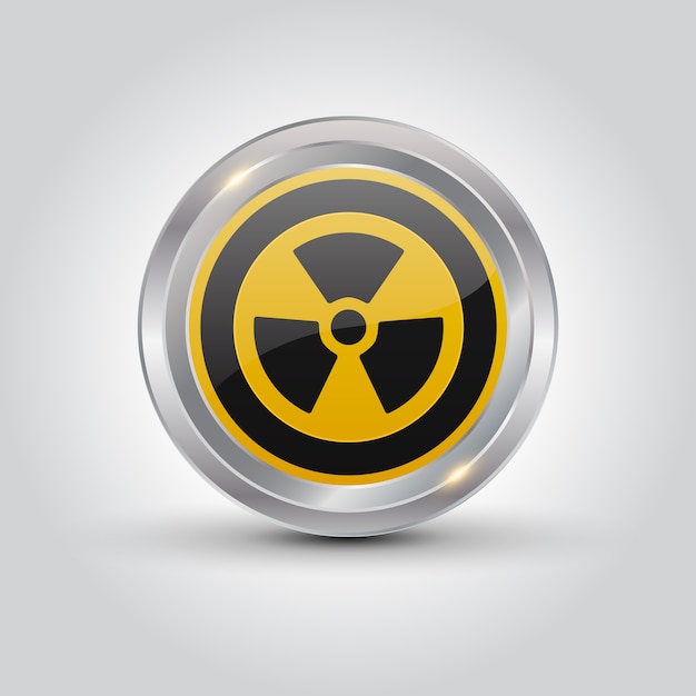 Vector nuclear sign button on white background