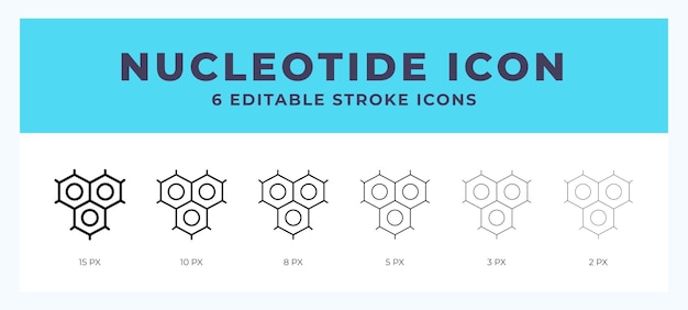 Illustrazione vettoriale dell'icona del nucleotide con tratto modificabile per web app e altro ancora