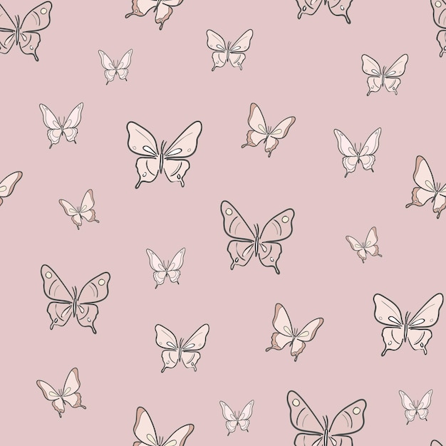 Vector nude butterfly vector pattern background