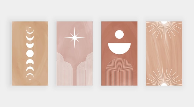 Vector nude stories with white boho shapes