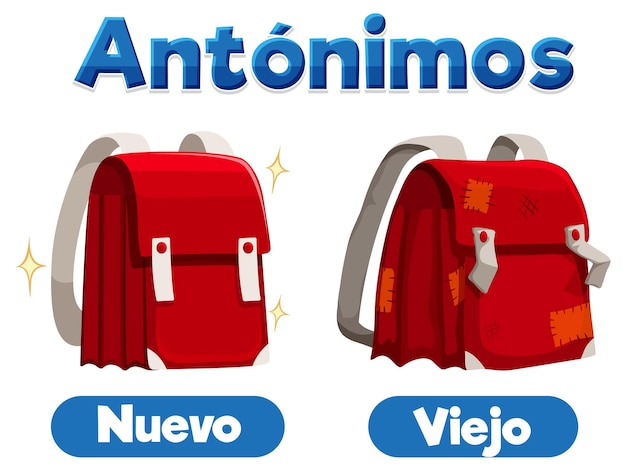 Nuevo y Viejo Antonimo Word Card in Spanish