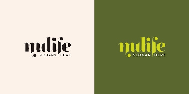 Significato di nulife del modello di progettazione di logo di tipografia di vita naturale