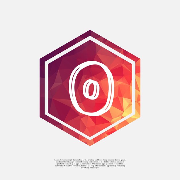 Number 0 on colorful polygon vector design template with white background