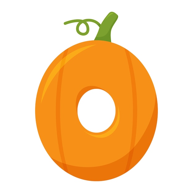 Number 0 Pumpkin vector illustration