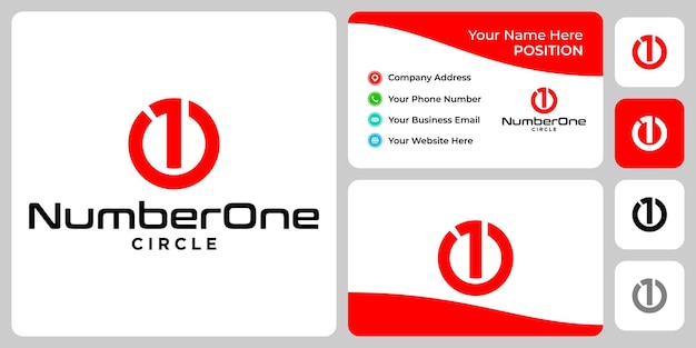 Number 1 circle logo design with business card template