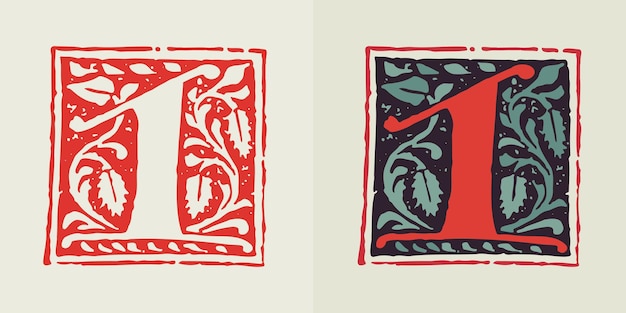 Номер 1 Средневековый готический инициал номер один Логотип буквицы в стиле Blackletter