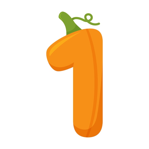 Premium Vector | Number 1 pumpkin vector illustration