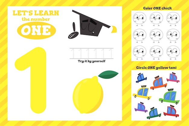 Vector number 1 worksheet template