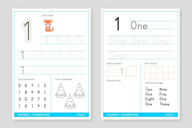 Vector number 1 worksheet template