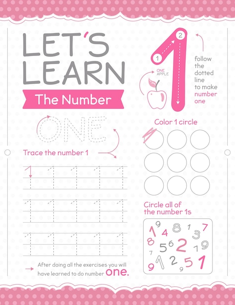 Number 1 worksheet with circle