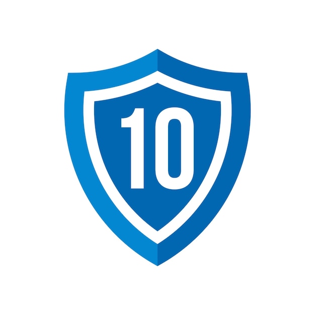 Number 10 logo design on shield