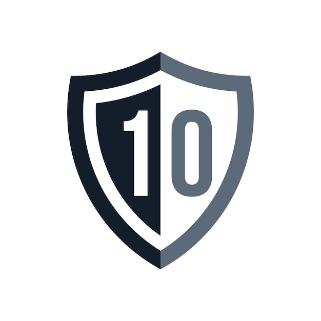 Number 10 logo design on shield