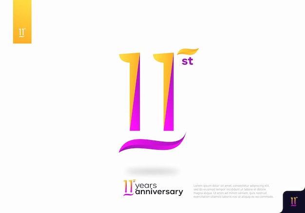 Number 11 logo icon design, 11st birthday logo number, anniversary 11