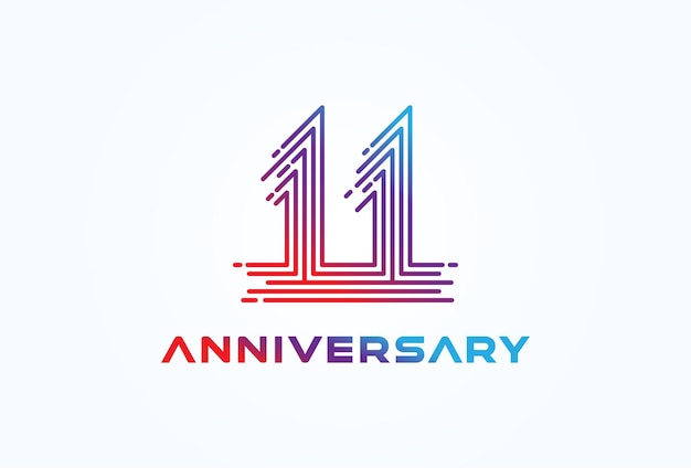 기념일 비즈니스 및 기술 로고에 사용할 수 있는 11번 모노그램 라인 스타일
