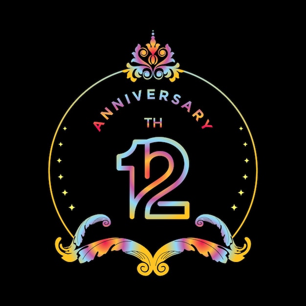 Template Number 12th Anniversary Celebrating Classic Logo Vector  Illustration Royalty Free SVG, Cliparts, Vectors, and Stock Illustration.  Image 84633190.